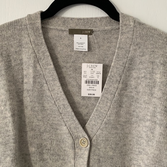 NWT J. CREW FACTORY Gray Lambswool V-Neck Long Sleeves Cardigan Sweater Size S - Picture 2 of 14